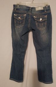 ZCO 1 29x21 Premium Stitched Gem Flap Bling Pocket Crop Jeans